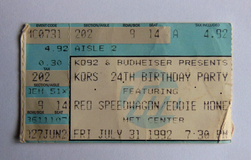 Reo speedwagon ticket 1992 - speedwagon,