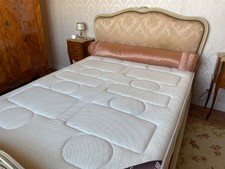 Ancien lit français Corbeille crème laqué de style Louis XV 