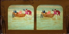 Vacance à la Mer Barque Scène de genre Photographie Colorisée Diorama Stereo