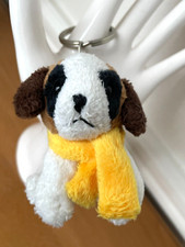 Porte clé clef Peluche Chien Saint Bernard écharpe Jaune adorable H=7,3cm
