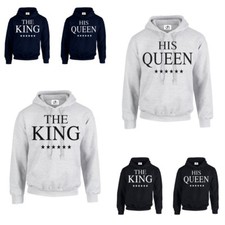 THE KING HIS QUEEN SWEAT À CAPUCHE mine de Noël valentine couples cadeau assorti (CAPOT)