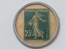 Timbre monnaie 25 cent bleu