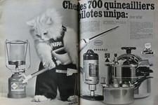 PUBLICITÉ PRESSE 1967 LES QUINCAILLIERS PILOTES UNIPA POLYREX PEUGEOT GAZ - CHAT