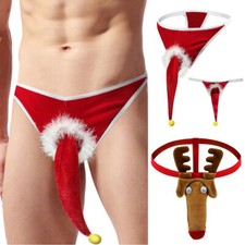 Sous-Vêtements De Noël Pour Hommes Bikini Mankini De Noël Slip À Poche  /