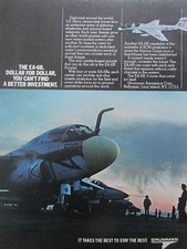 1980-1982 PUB GRUMMAN EA-6B PROWLER F-14 TOMCAT USS CARRIER US NAVY ORIGINAL AD