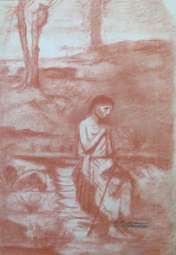 Dessin ancienne sanguine - dessin,