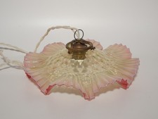 Antique Original Époque Liberty Lustre En Pâte De Verre Plissé