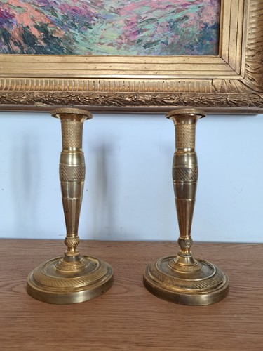 Paire bougeoirs bronze - ,,