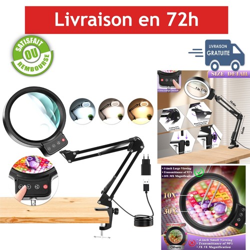 Loupe éclairée 10x - 10x, avec