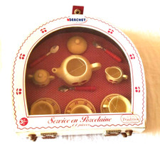 DÎNETTE ANCIENNE 11 PIECES SERVICE A THE "BERCHET FAMILY" EN PORCELAINE