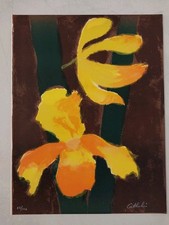  Lithographie "Orchidées " Bernard Cathelin, L'intelligence des Fleurs - 1988 