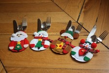 Porte-couverts – Décoration Table Noël – Père Noël – Bonhomme de neige - Renne