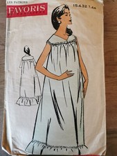 ANCIEN PATRON Favoris & Parisiens -Vintage French CHEMISE DE NUIT ANNEE 60 T 44