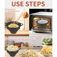 Bol à pop-corn micro-ondes silicone design pliable nettoyage facile noir