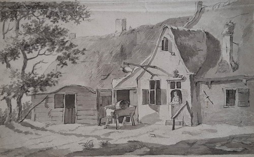 Aquarelle ancienne lavis vue - ancienne,