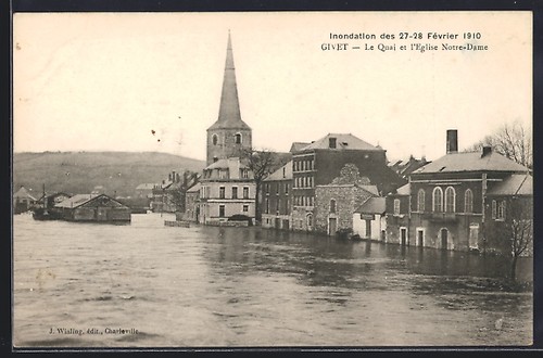 Cpa givet inondation des - givet,,