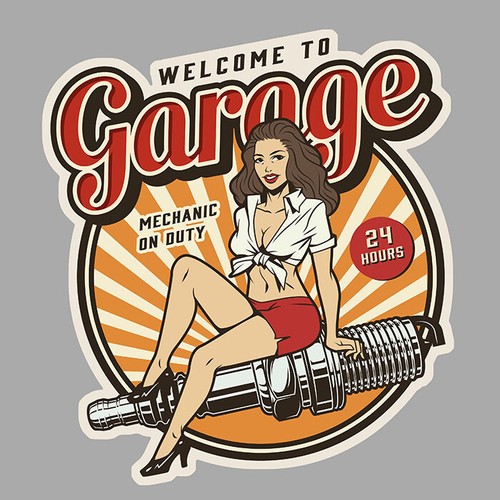 Sticker pin vintage garage - pin,