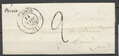 1849 lettre cursive poncin - 1849,