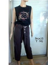 IKKS PANTALON / PANTACOURT MARRON + TEE SHIRT ASSORTI NEUF T 36 US 26