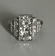 7189- Bague Art Deco Platine