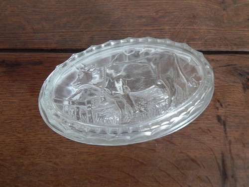 Ancien beurrier ovale verre - ancien, en