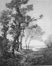 LA LOIRE à BRIARE (de Henri Harpignies - Ecole de Barbizon) - Gravure 19e siècle