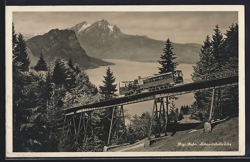 Rigi bahn sur pont - rigi-bahn, le