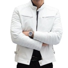Veste en cuir blanc pour