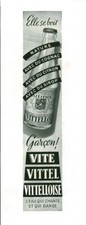 Publicité ancienne l'eau Vittel Vittelloise  1950 issue de magazine