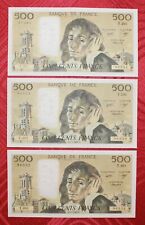 Suite de 3 Billets de 500 Francs Pascal 1984 – T.201 – TTB+/SUP