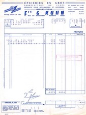 Facture  1965   EPICERIE ETS G KUHN ROUBAIX   - M JOMBART BOULANGERIE A CARVI