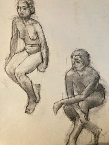Beau dessin 1960 fusain - 1960,