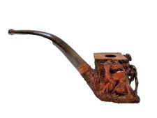 Pipe sculptée en bruyère " Cerf , Biches "