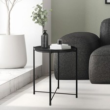 Table d'appoint ronde noir plateau amovible bout de canapé table basse Ø42x52 cm