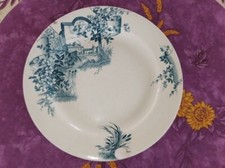 Assiette Plate Terre de Fer Ivoire Bordeaux Jules Vieillard Service Moulins 23cm