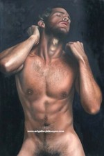 tableau peinture érotique huile sur toile homme nu intégrale / gay male painting