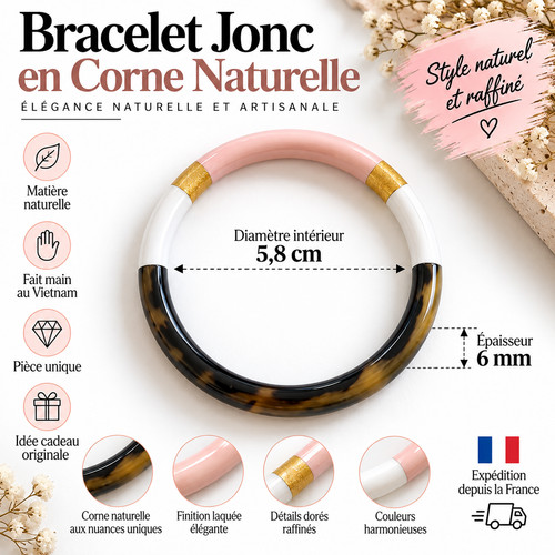 Bracelet jonc femme corne - jonc,
