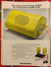Publicité de presse: Electrophone Stéréo compact SCHNEIDER SE 460 - 1974 