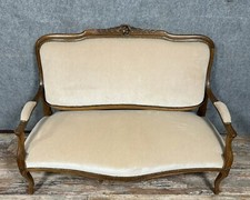 Banquette style Louis XV en bois mouluré et sculpté vers 1900