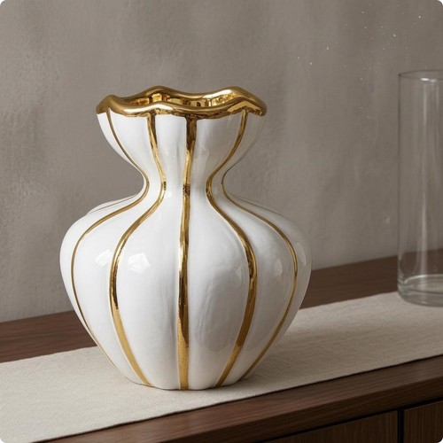 Vase céramique doré et - en,