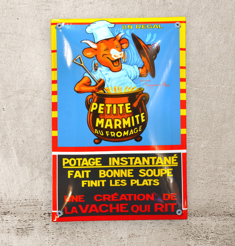 Plaque émaillée vache qui - émaillée,