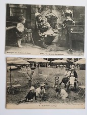 carte postale enfants vintage la popote des petiots+ la plage