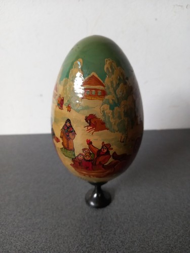 Oeuf bois peint main - oeuf,