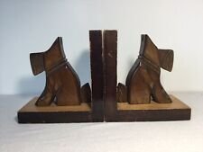 Paire Serres livres en bois chien scottish terrier 1950