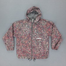Imperméable Full Print Tribal Vintage 80s Adidas Homme M Rouge Capuche Polyamide