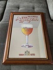 TRES RARE ANCIEN MIROIR DE BAR BIERE AFFLIGEN