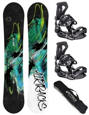 Set de Snowboard AIRTRACKS Planche Plus Fort Plat + Fixation Master + Sb Sac /