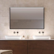 Miroir Mural Rectangulaire avec Cadre Noir, Miroir Contemporain avec led