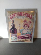 PLAQUE PUBLICITAIRE BOMBÉE GENTIANE KOLA GIBELIN & RUBOD MÉTAL 40 cmx 30cm Repro