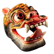 Masque Tigre Tibétain  - Danse Cham Bouddhiste - Artisanat Népalais # 26615